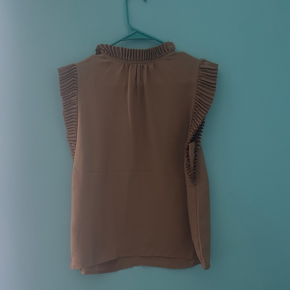 Express Tan Ruffled Blouse - Picture 3 of 3